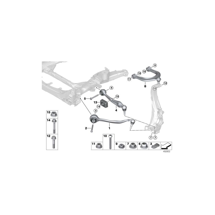 Genuine BMW 31106889156 G05 G06 Wishbone With Rubber Mount Top Right (Inc. X6 M50iX, X6 M50dX & X5 M50dX) | ML Performance UK Car Parts