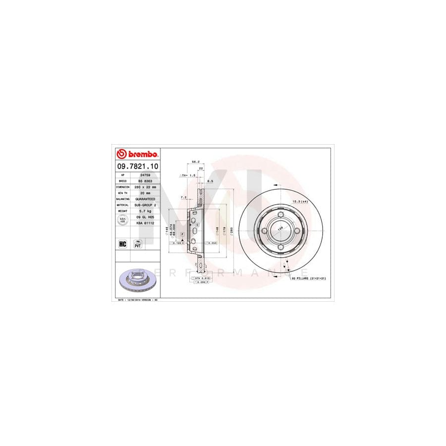 BREMBO 09.7821.10 Brake Disc Internally Vented | ML Performance Car Parts