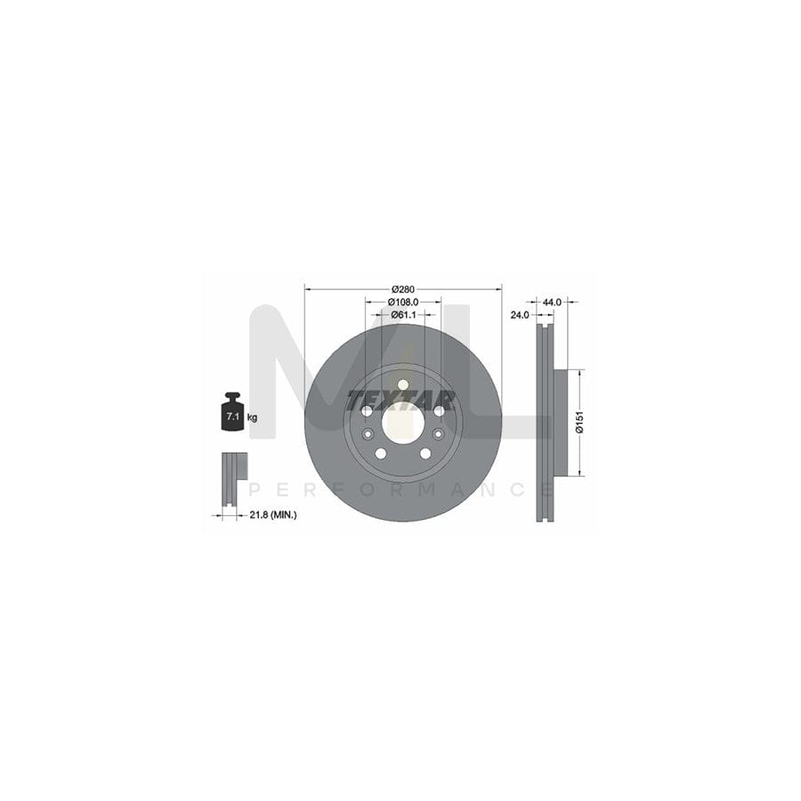 TEXTAR 92196800 Brake Disc Externally Vented, without wheel hub, without wheel studs | ML Performance Car Parts