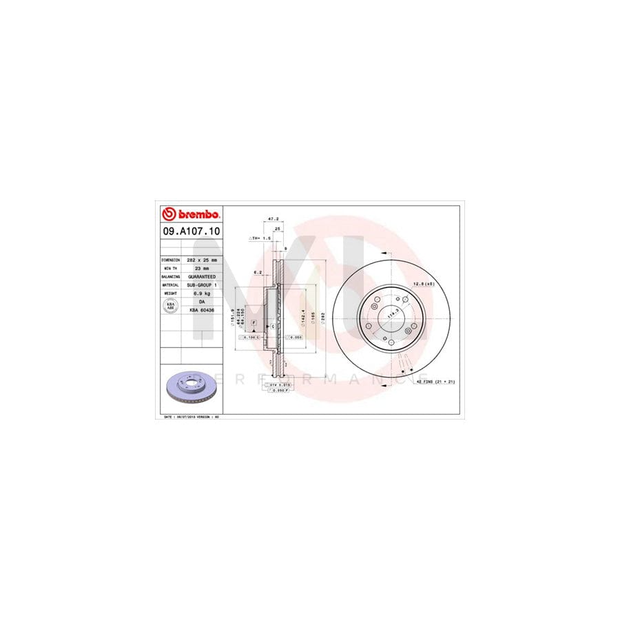 BREMBO 09.A107.10 Brake Disc Internally Vented | ML Performance Car Parts