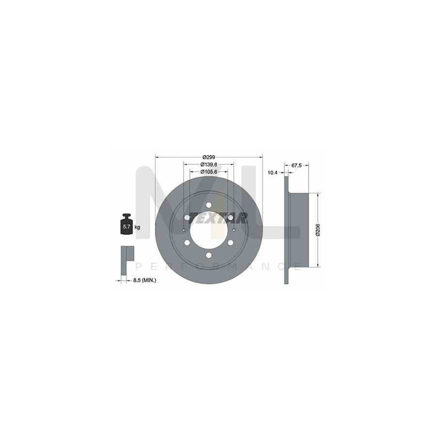 TEXTAR 92138500 Brake Disc Solid, without wheel hub, without wheel studs | ML Performance Car Parts