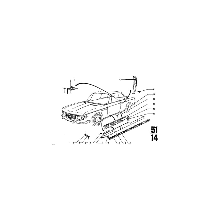 Genuine BMW 51131810778  Covering Column Rear Right (Inc. 3.0CS, 2.5CS & 3.0CSi) | ML Performance UK Car Parts