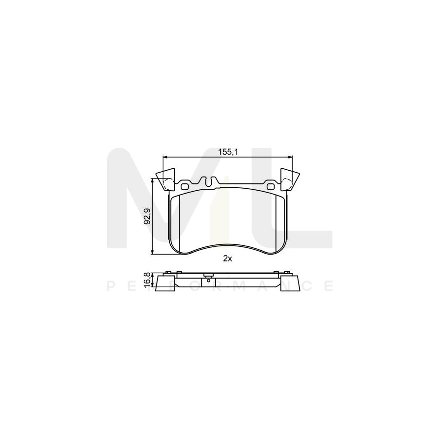 Bosch 0986495398 Brake Pad Set With Anti-Squeak Plate BP1771 | ML Performance Car Parts