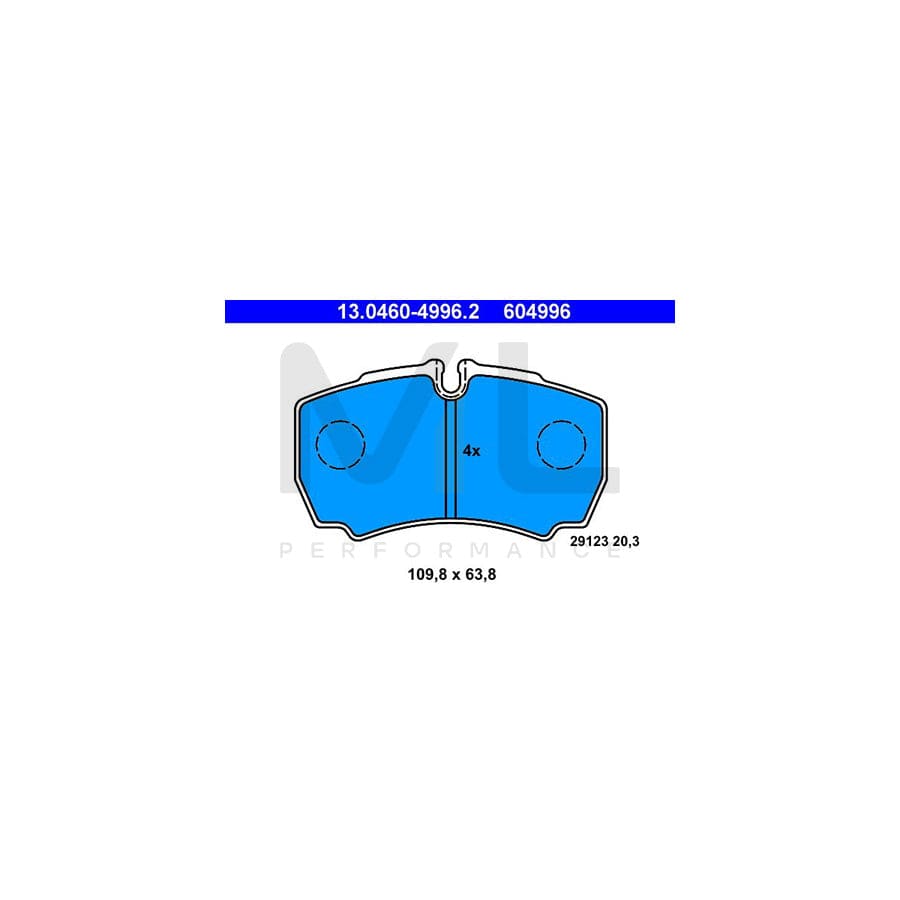 ATE 13.0460-4996.2 Brake pad set for IVECO Daily excl. wear warning contact, prepared for wear indicator | ML Performance Car Parts