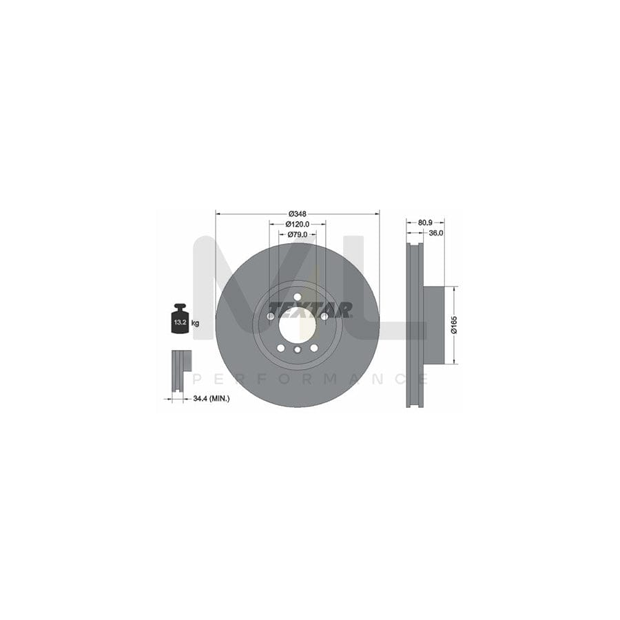 TEXTAR PRO+ 92269505 Brake Disc for BMW 7 (E65, E66, E67) Internally Vented, Coated, High-carbon, without wheel hub, without wheel studs | ML Performance Car Parts