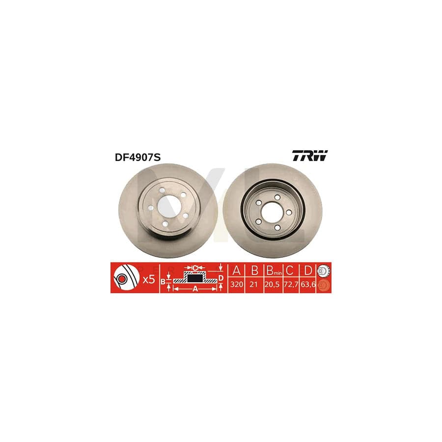 TRW DF4907S Brake Disc Vented, Painted | ML Performance Car Parts