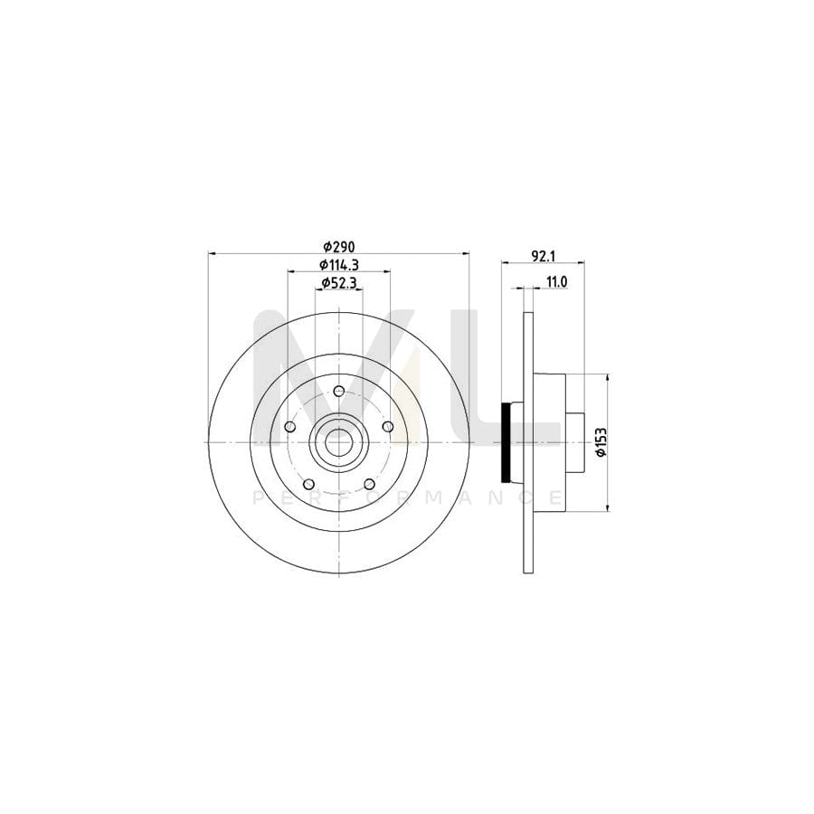 HELLA PRO 8DD 355 123-371 Brake Disc for RENAULT Grand Sc???nic III (JZ) Solid, Coated, with integrated magnetic sensor ring, with wheel bearing | ML Performance Car Parts