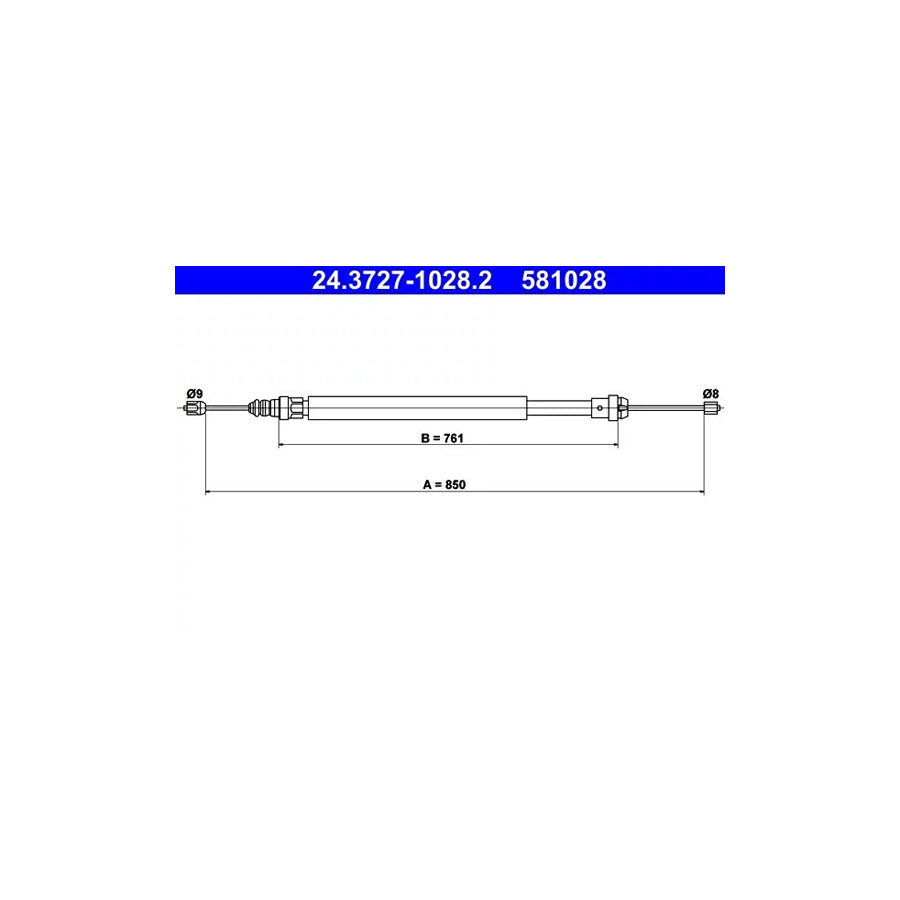 ATE 24.3727-1028.2 Hand Brake Cable For Renault Safrane