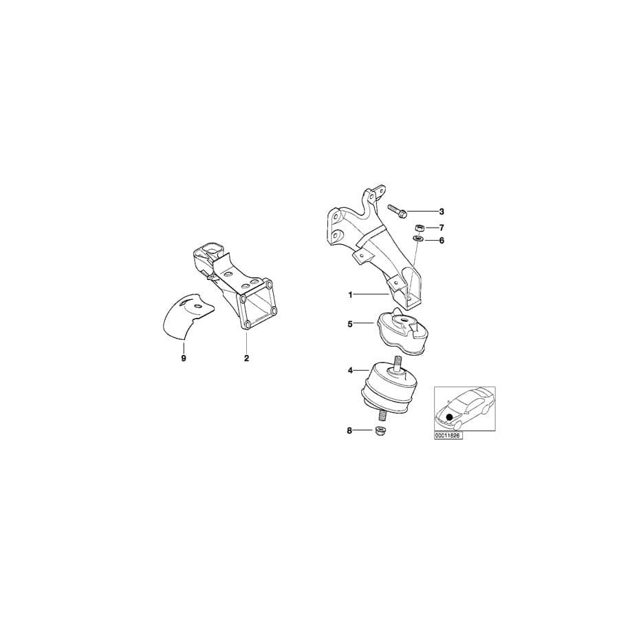 Genuine BMW 11811141736 E36 Rubber Mounting Right (Inc. 323i, 328i & 320i) | ML Performance UK Car Parts