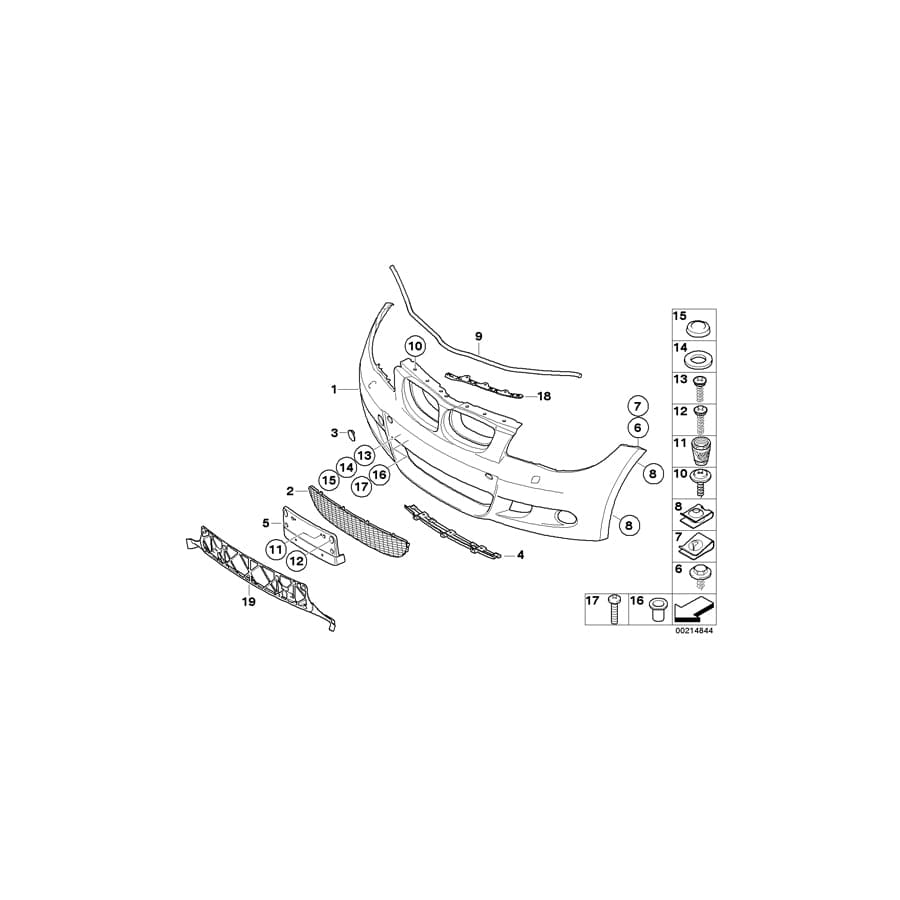 Genuine BMW 51117837420 E81 E87 Trim Cover, Bumper, Primed, Front -M- (Inc. 120i, 120d & 116d) | ML Performance UK Car Parts