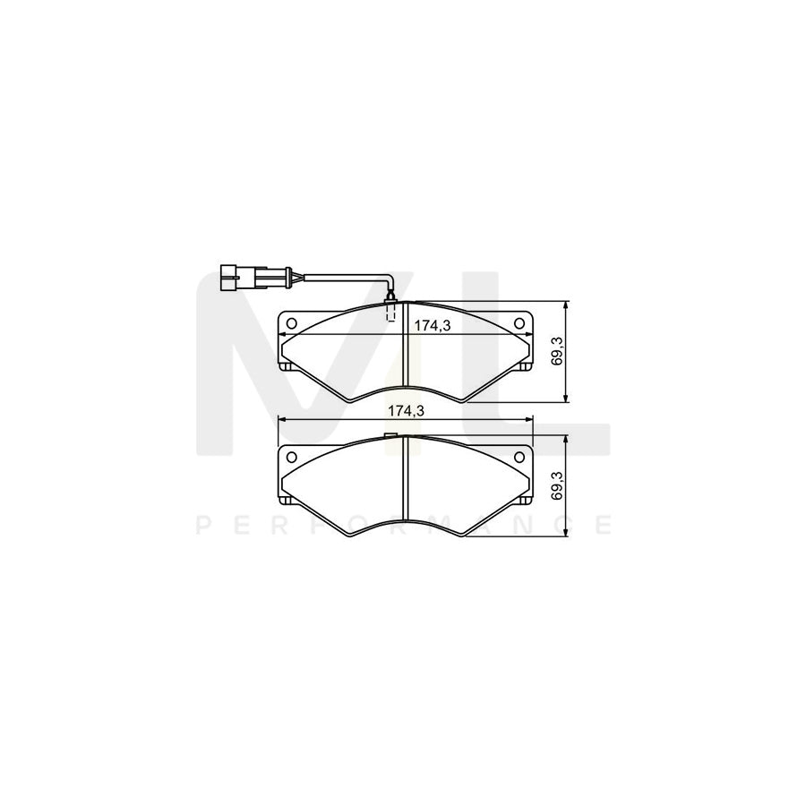 Bosch 0986494193 Brake Pad Set For Iveco Daily With Integrated Wear Sensor BP1103 | ML Performance Car Parts