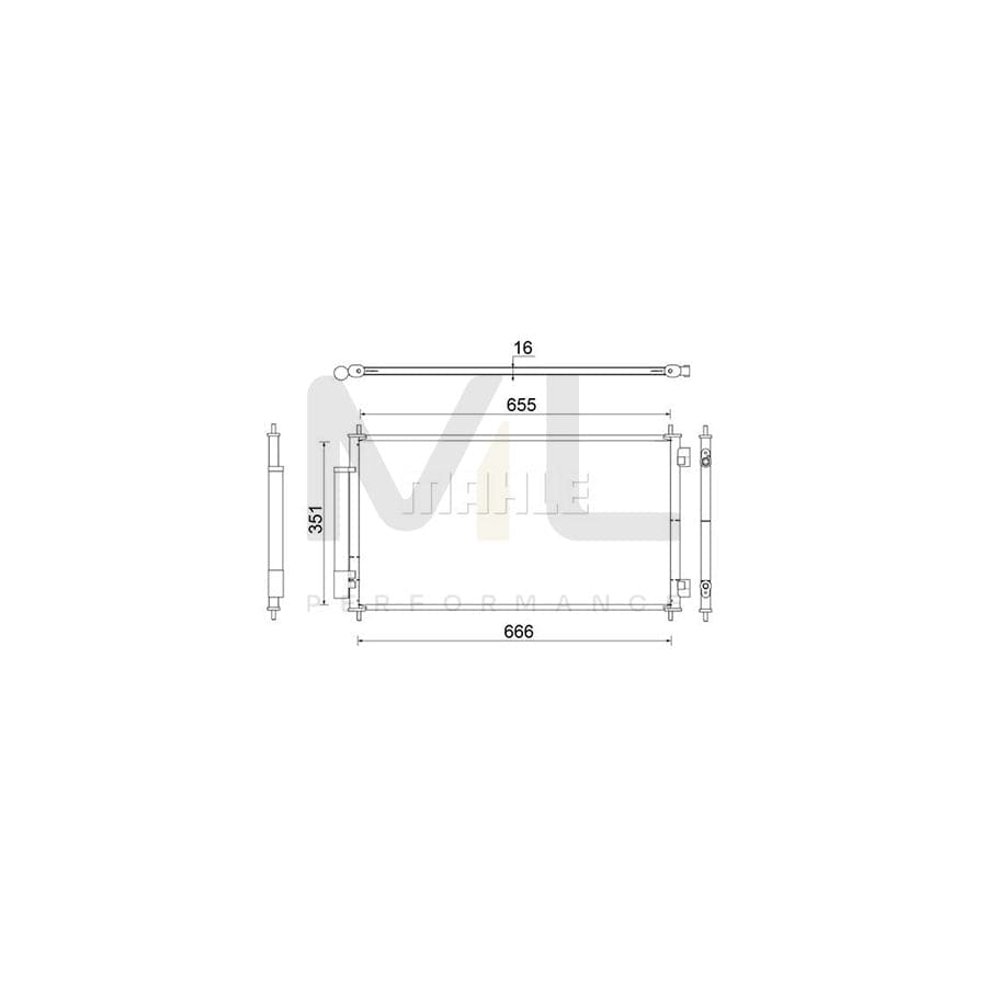 MAHLE ORIGINAL AC 811 000S Air conditioning condenser for HONDA CR-V III (RE) with dryer | ML Performance Car Parts