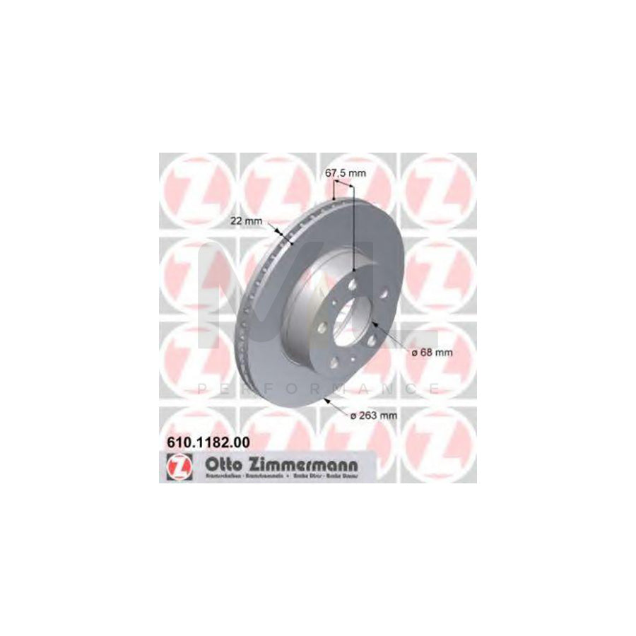 ZIMMERMANN 610.1182.00 Brake Disc Internally Vented | ML Performance Car Parts