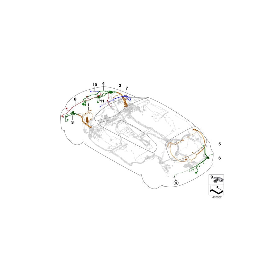 Genuine BMW 61119133633 E91 E81 E93 Rep. Wiring Harness, Strut Sector, Left (Inc. M3, 118d & 116i 1.6) | ML Performance UK Car Parts