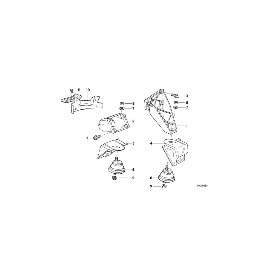 Genuine BMW 11811140042 E34 Supporting Bracket Right (Inc. 525ix) | ML Performance UK Car Parts