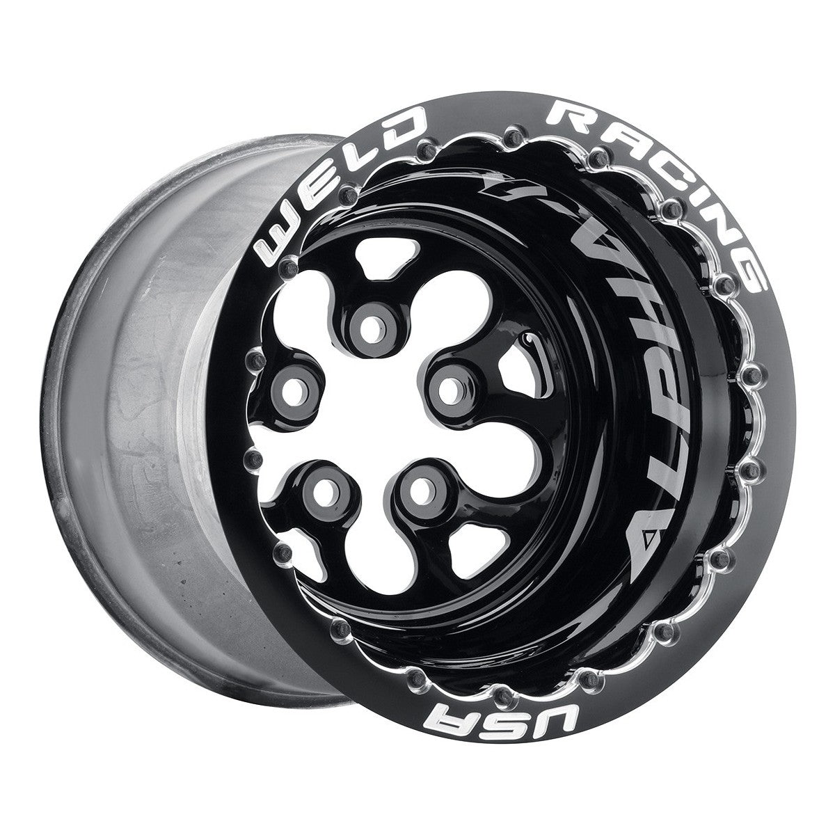 Weld 83B-510276MB Alpha-1 Wheel 15x10 5x4.75 ET-64 BS3 Black Center - Polished Shell