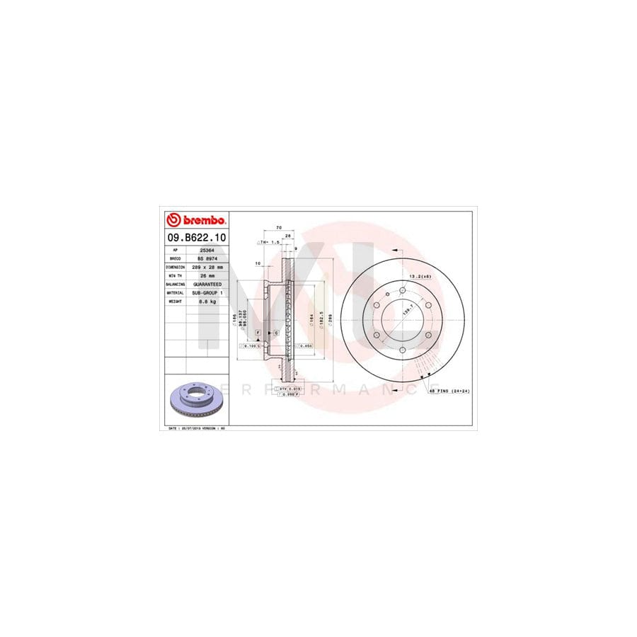 BREMBO 09.B622.10 Brake Disc Internally Vented | ML Performance Car Parts