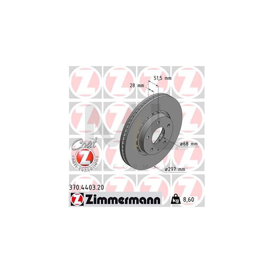 ZIMMERMANN 370.4403.20 Brake Disc for MAZDA CX-5 Externally Vented, Coated | ML Performance Car Parts