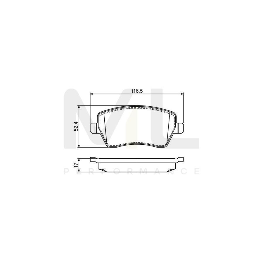 Bosch 0986495452 Brake Pad Set Excl. Wear Warning Contact, With Anti-Squeak Plate, With Mounting Manual BP2084 | ML Performance Car Parts