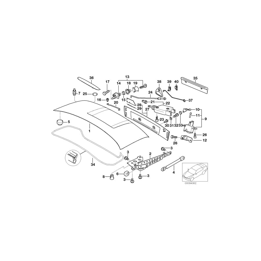 Genuine BMW 41628413371 E36 Left Trunk Lid Hinge (Inc. Z3) | ML Performance UK Car Parts