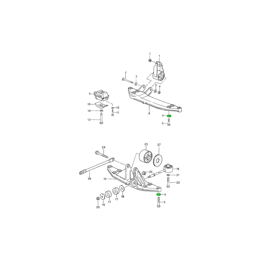 Genuine Porsche Gearbox Mount Carrier Hexagond-Head Bolt Washer Porsche 964 / 993 | ML Performance UK Car Parts