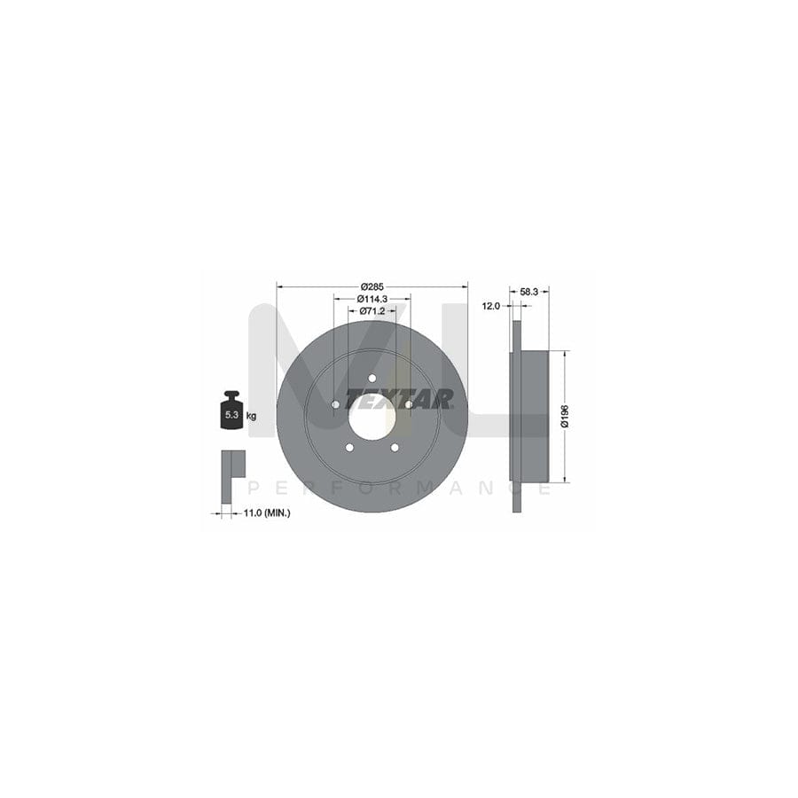 TEXTAR 92169100 Brake Disc Solid, without wheel hub, without wheel studs | ML Performance Car Parts