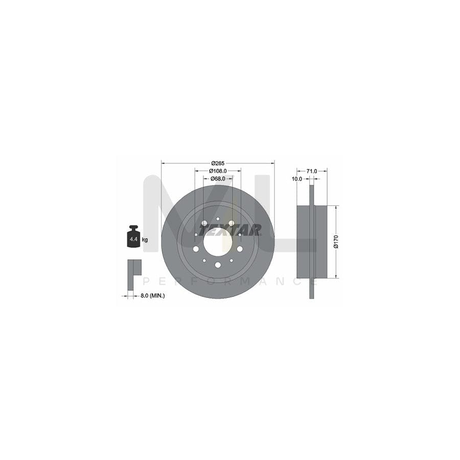 TEXTAR 92097800 Brake Disc Solid, without wheel hub, without wheel studs | ML Performance Car Parts