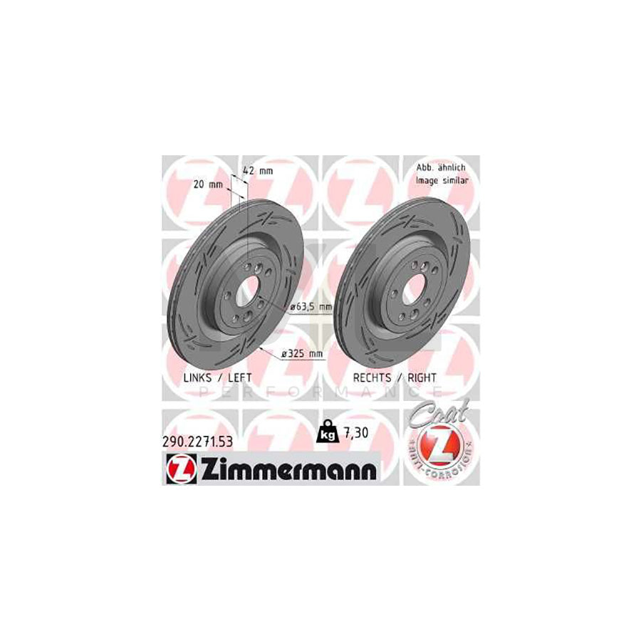 ZIMMERMANN 290.2271.53 Brake Disc Internally Vented, Slotted, Coated | ML Performance Car Parts