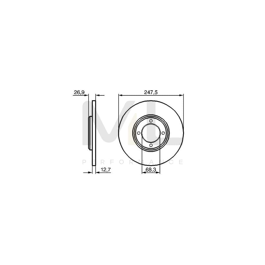 BOSCH 0 986 478 071 Brake Disc Solid, Oiled | ML Performance Car Parts