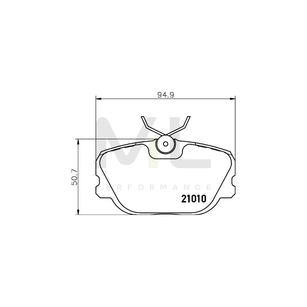 Hella 8DB 355 017-941 Brake Pad Set Not Prepared For Wear Indicator, With Brake Caliper Screws | ML Performance Car Parts