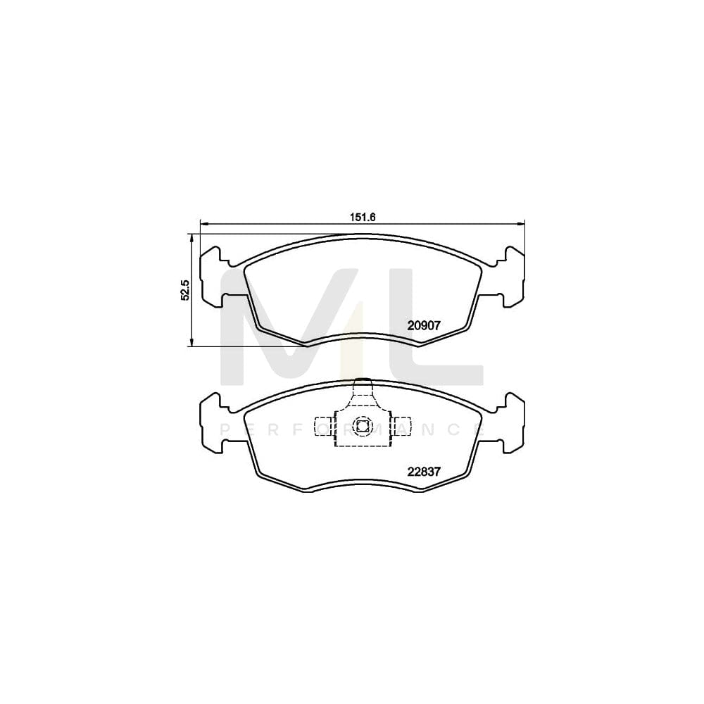 Hella 8DB 355 039-311 Brake Pad Set For Fiat Strada Not Prepared For Wear Indicator | ML Performance Car Parts