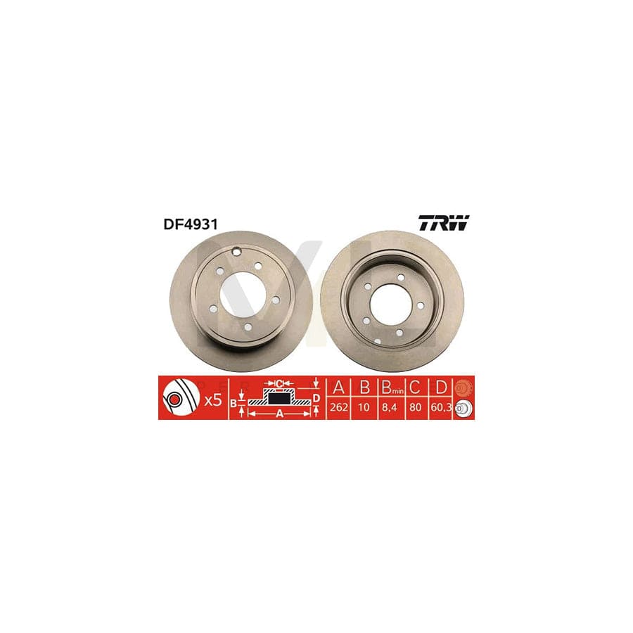 TRW DF4931 Brake Disc Solid, Painted | ML Performance Car Parts