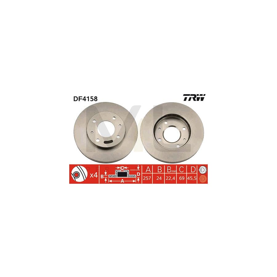 TRW DF4158 Brake Disc Vented, Painted | ML Performance Car Parts