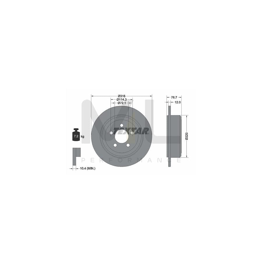 TEXTAR PRO 92202703 Brake Disc Solid, Coated, without wheel hub, without wheel studs | ML Performance Car Parts