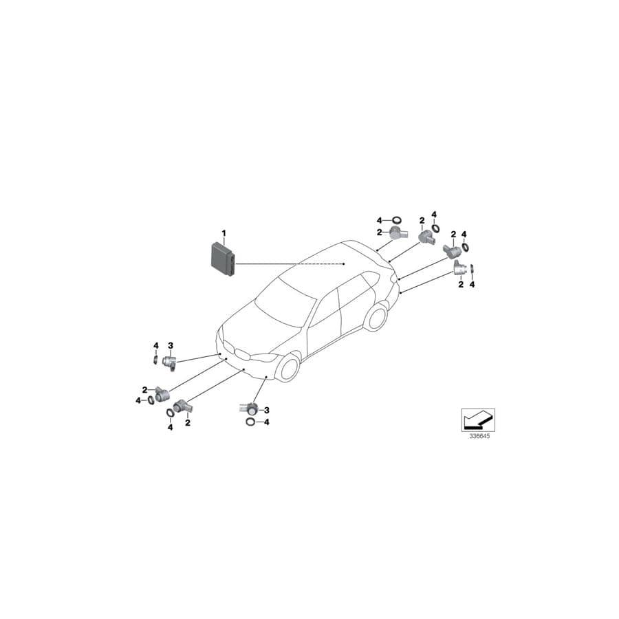 Genuine BMW 66207987047 F15 F16 Ultrasonic Sensor, Pearl Silver WX01 (Inc. X6 50iX, X5 35iX & X5 50iX 4.0) | ML Performance UK Car Parts