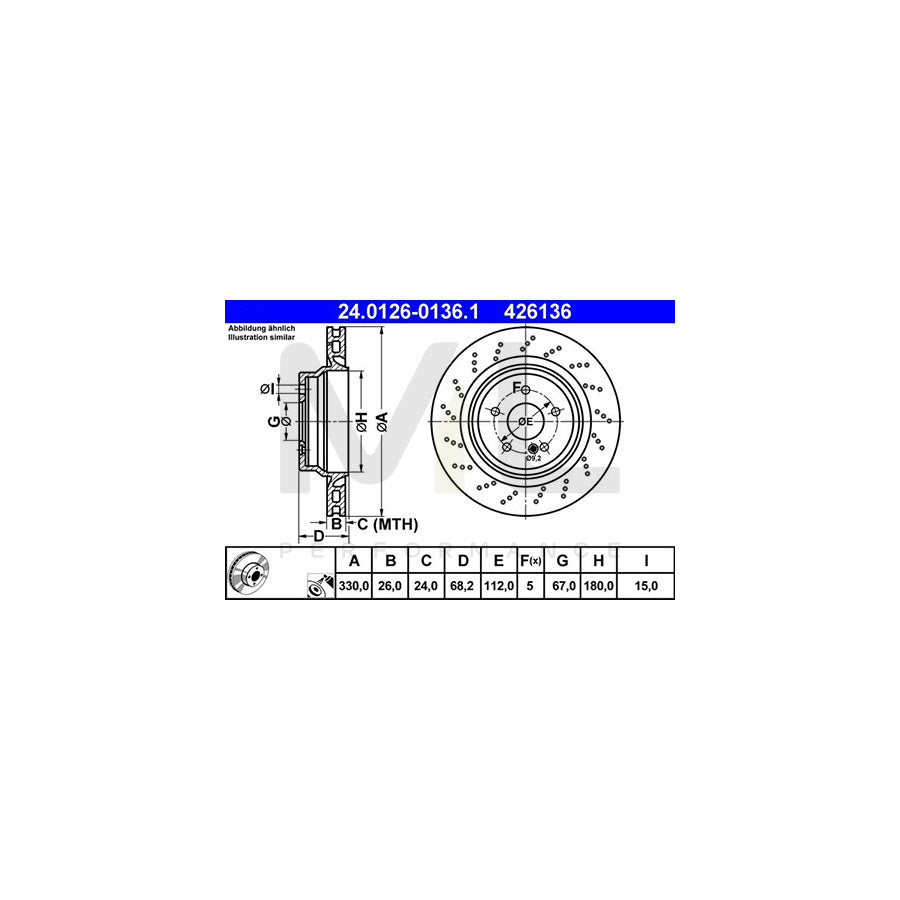 ATE 24.0126-0136.1 Brake Disc Perforated / Vented, Coated, Alloyed / High-carbon | ML Performance Car Parts