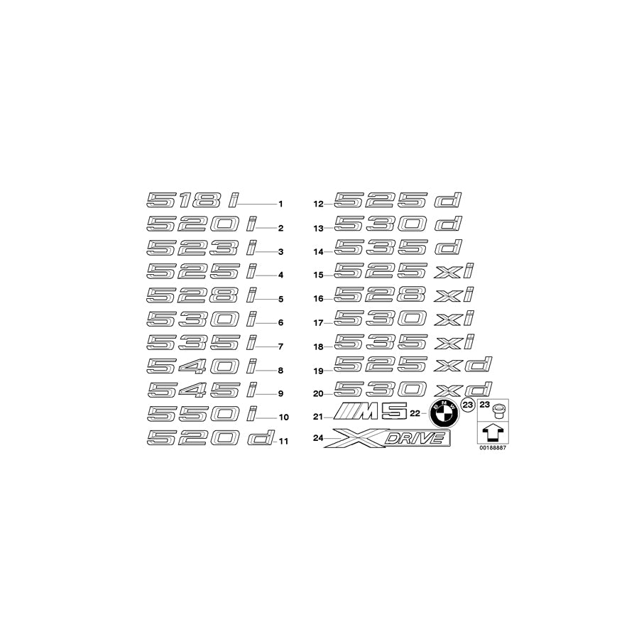 Genuine BMW 51147111711 E60 E61 Label - 545I - (Inc. 545i) | ML Performance UK Car Parts