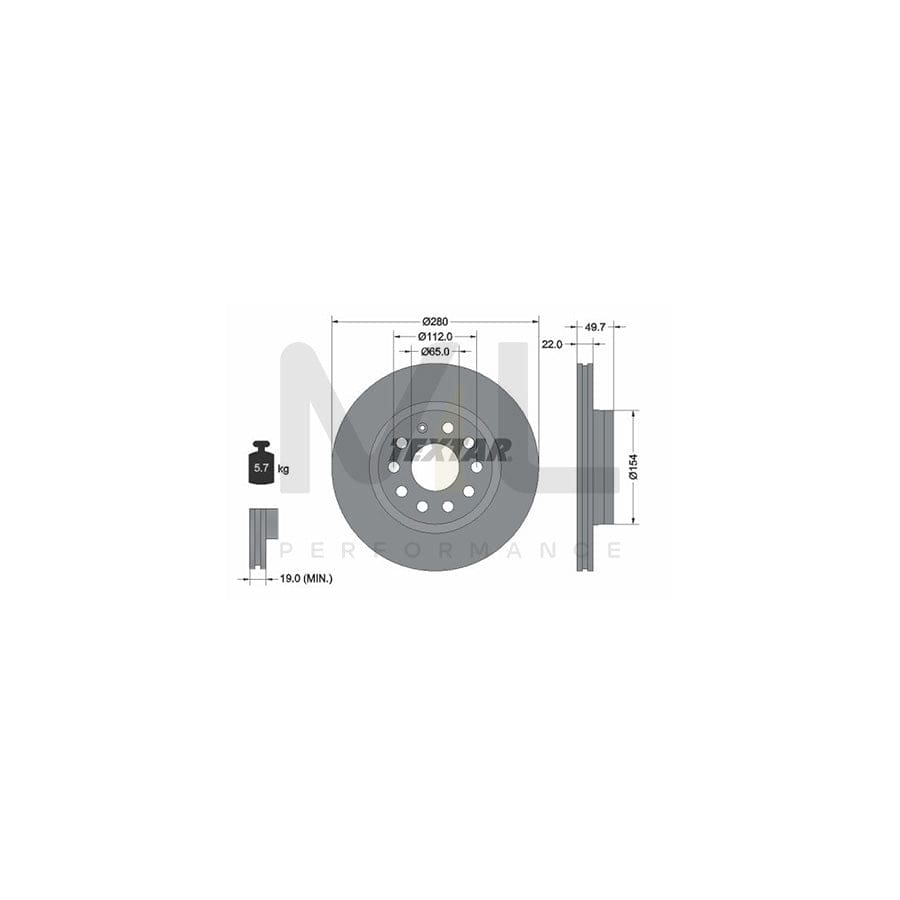 TEXTAR PRO 92120703 Brake Disc Internally Vented, Coated, without wheel hub, without wheel studs | ML Performance Car Parts