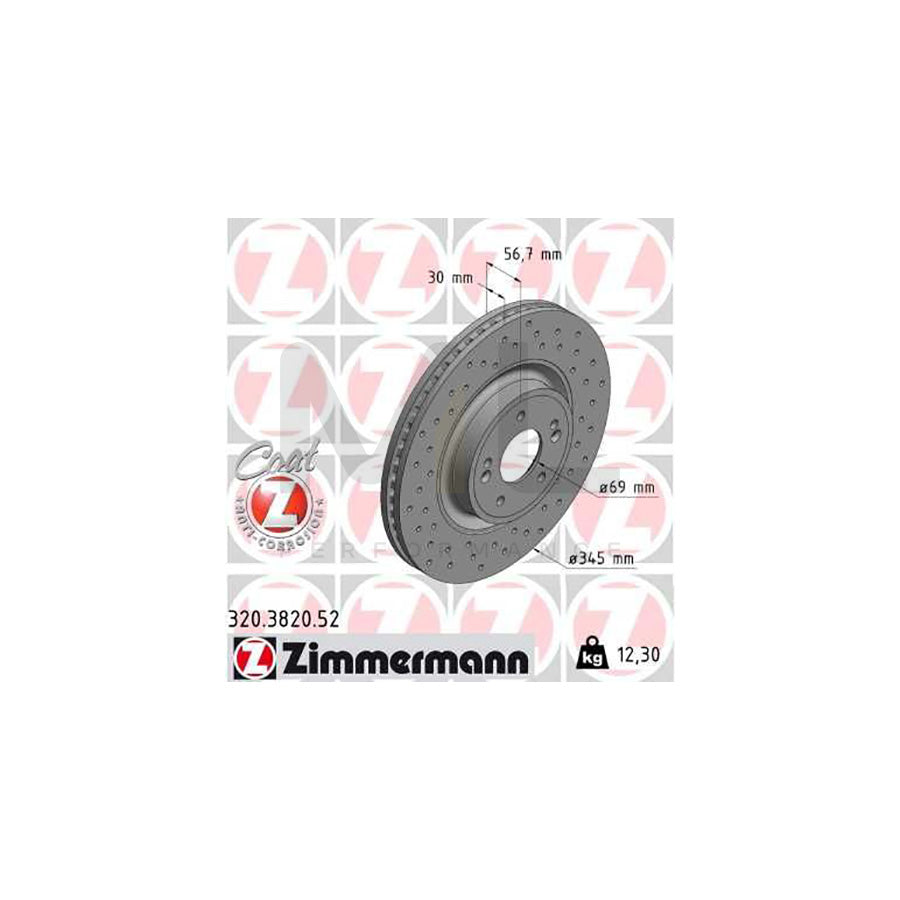 ZIMMERMANN 320.3820.52 Brake Disc for KIA Stinger Hatchback (CK) Internally Vented, Perforated, Coated | ML Performance Car Parts