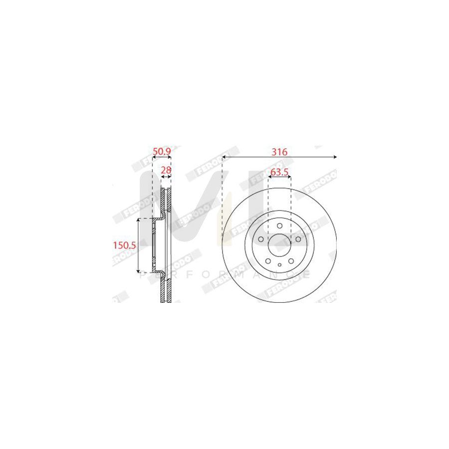 FERODO DDF2789C Brake Disc Vented | ML Performance Car Parts