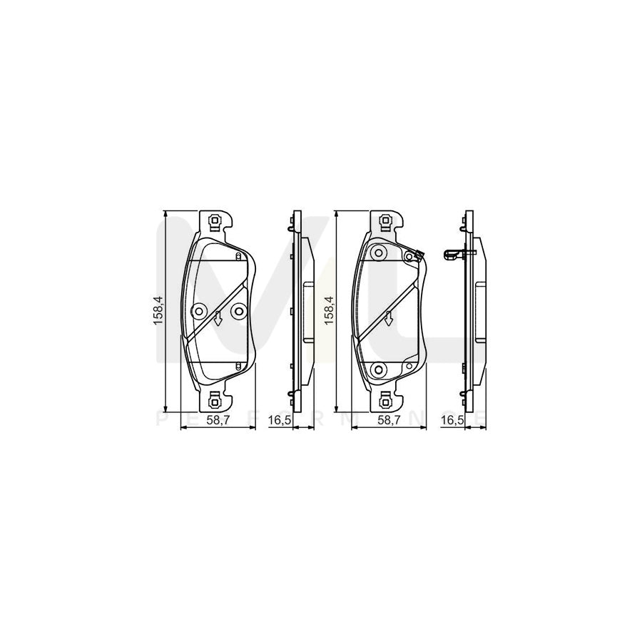 Bosch 0986495134 Brake Pad Set With Acoustic Wear Warning, With Mounting Manual BP1558 | ML Performance Car Parts