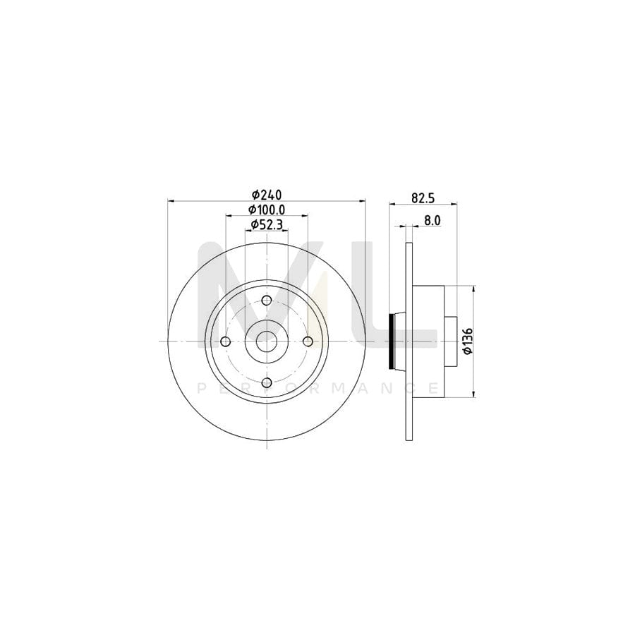 HELLA PRO 8DD 355 123-241 Brake Disc Solid, Coated, with integrated magnetic sensor ring, with wheel bearing | ML Performance Car Parts