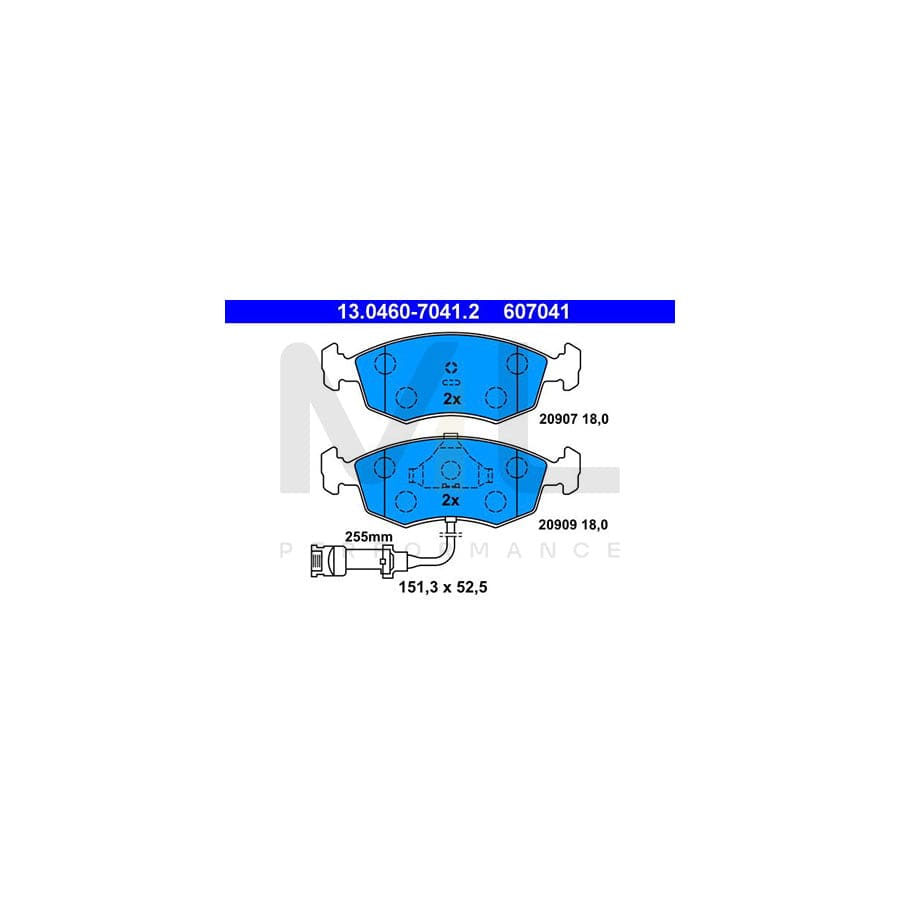 ATE 13.0460-7041.2 Brake pad set incl. wear warning contact | ML Performance Car Parts