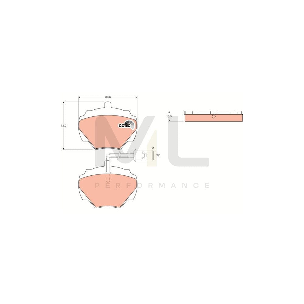 TRW Cotec Gdb976 Brake Pad Set Incl. Wear Warning Contact | ML Performance Car Parts