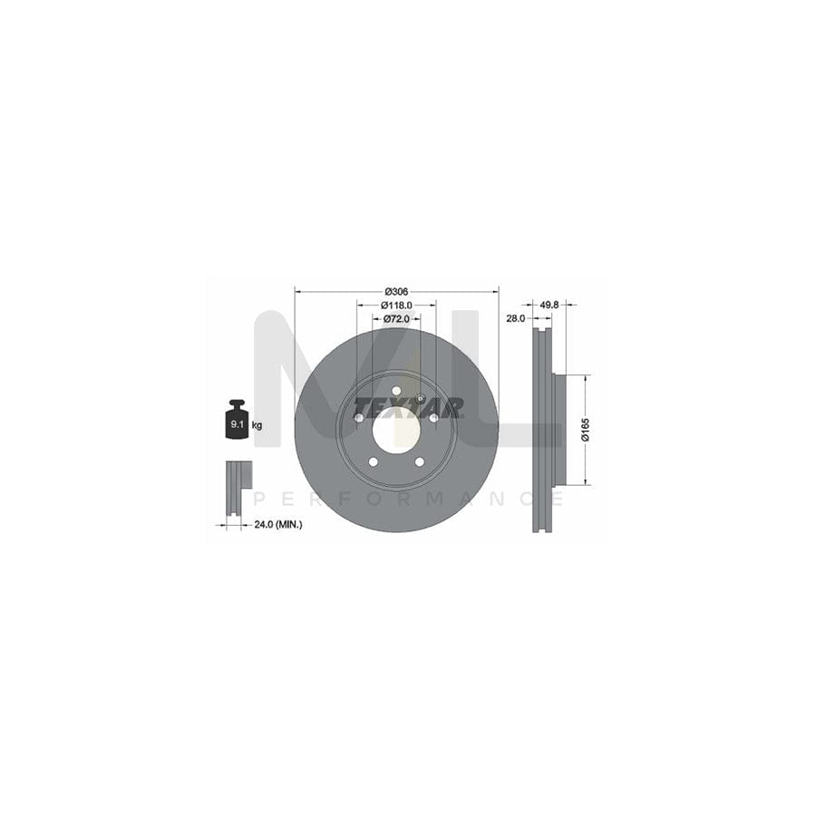 TEXTAR PRO+ 92116005 Brake Disc Externally Vented, Coated, High-carbon, without wheel hub, without wheel studs | ML Performance Car Parts