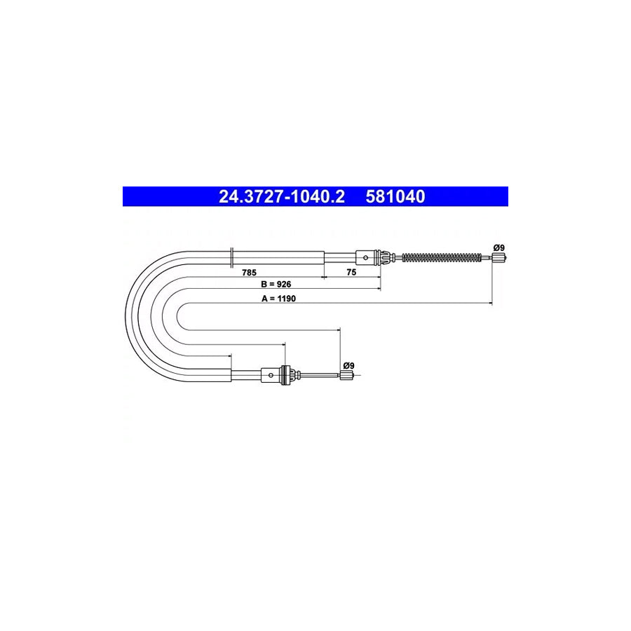 ATE 24.3727-1040.2 Hand Brake Cable For Renault Laguna I EstATE (K56)