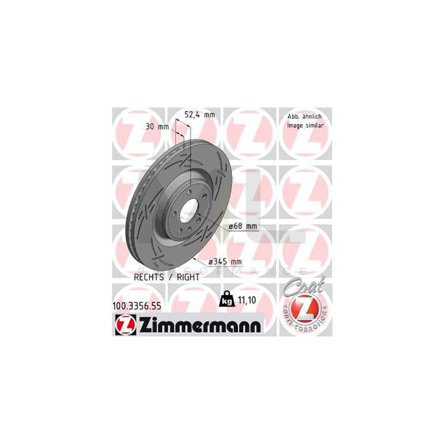 ZIMMERMANN BLACK Z 100.3356.55 Brake Disc Internally Vented, Slotted, Coated, High-carbon | ML Performance Car Parts