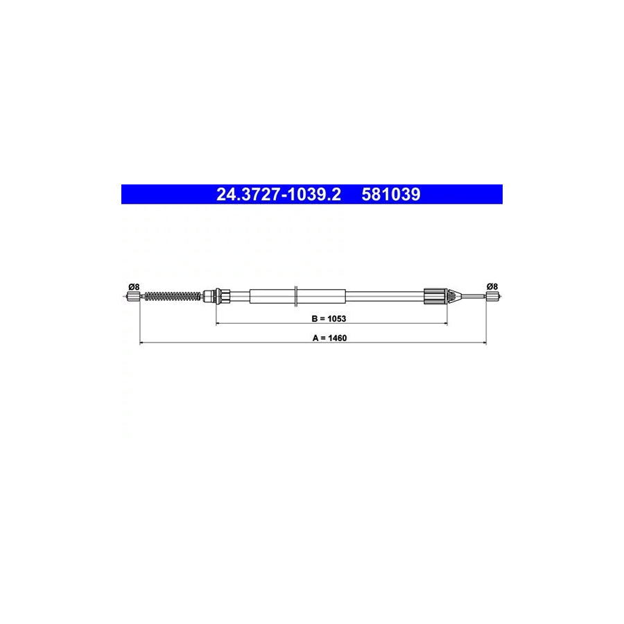 ATE 24.3727-1039.2 Hand Brake Cable For Renault Twingo