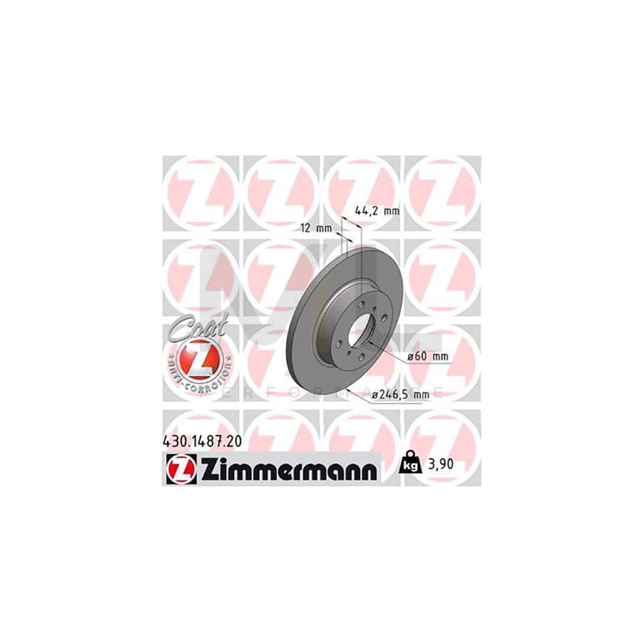 ZIMMERMANN COAT Z 430.1487.20 Brake Disc Solid, Coated | ML Performance Car Parts