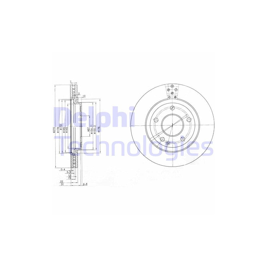 Delphi Bg3709 Brake Disc Suitable For Mercedes-Benz Vaneo (W414)